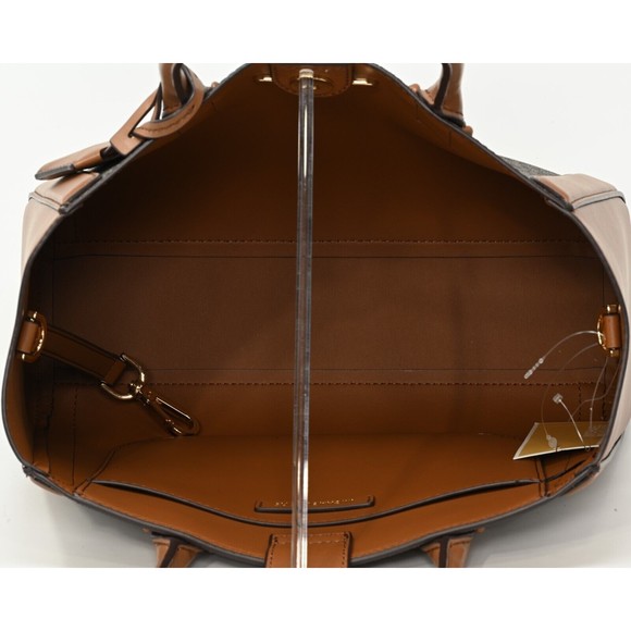 MICHAEL KORS KALI Medium Satchel w iPad Case Brwn Gold Signature Canvas NWT $678 - Picture 7 of 16